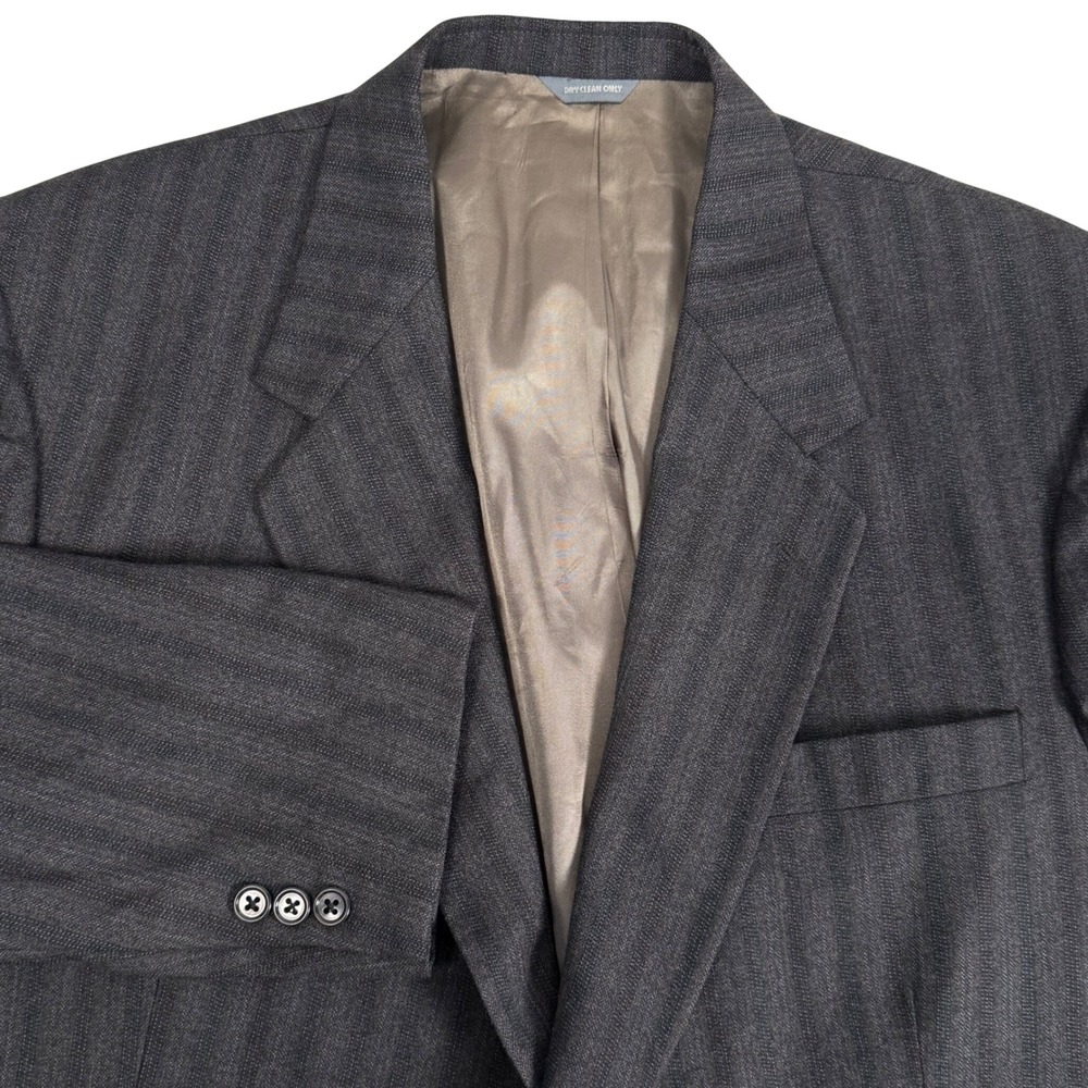 Givenchy Monsieur Vintage 80's Wool Blazer Gray Herringbone Stripe Made Mens 44R